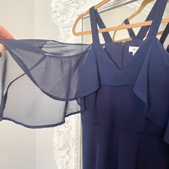 Jay Godfrey Navy Blue Oliver Chiffon Detail Dress Evening Jumpsuit - Picture 7 of 9